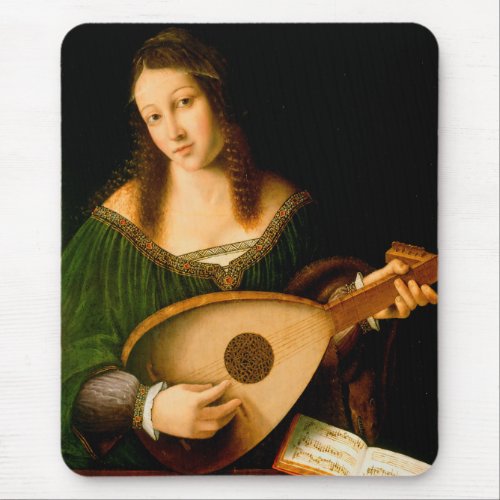 Bartolomeo Veneto Lady Playing Lute Portrait Art Mouse Pad