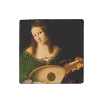 Bartolomeo Veneto Lady Playing Lute Portrait Art Stone Magnet by Then_Is_Now at Zazzle