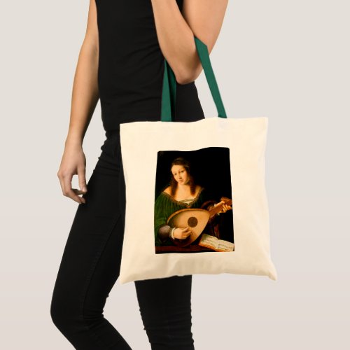 Bartolomeo Veneto Lady Playing Lute Portrait Art Tote Bag