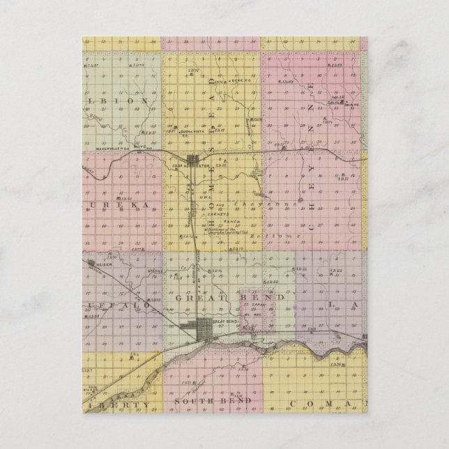 Barton County, Kansas Postcard (Front)