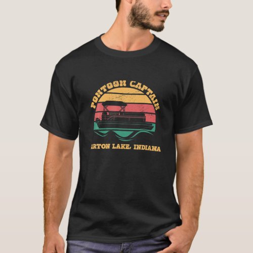 Barton Lake Indiana Funny Pontoon Captain Retro Su T_Shirt