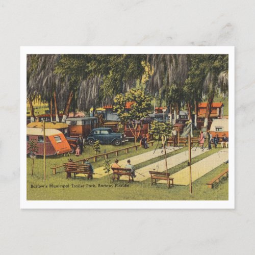 Bartow Florida vintage municipal trailer park Postcard