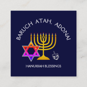 BARUCH ATAH ADONAI Hanukkah Blessing Prayer Square Business Card
