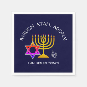 BARUCH ATAH ADONAI Hanukkah Blessings Paper Napkins