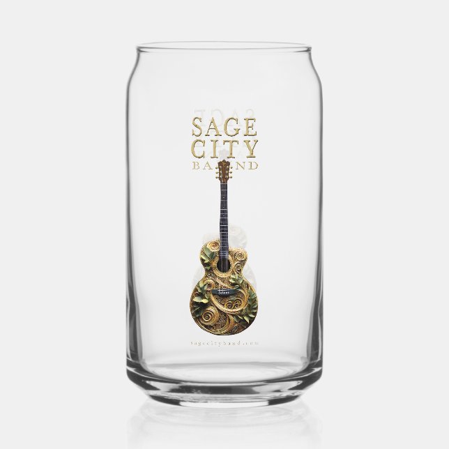 Barware glass with Sage City band design. (Front)