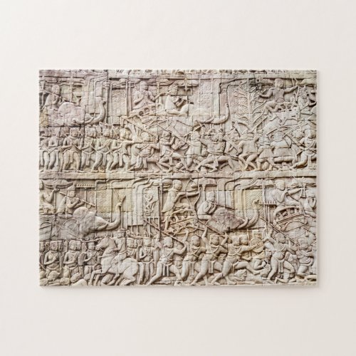 Bas relief depicting a battle Angkor Wat Jigsaw Puzzle