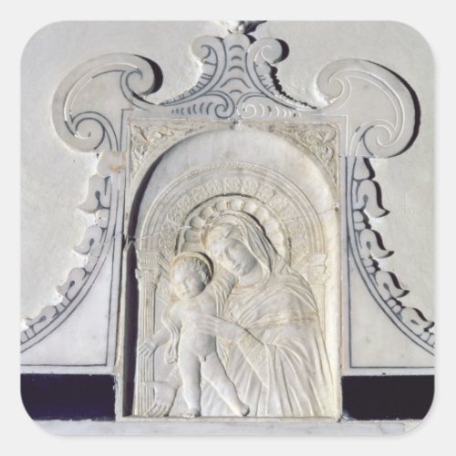 Bas_relief of a Madonna and Child marble Square Sticker