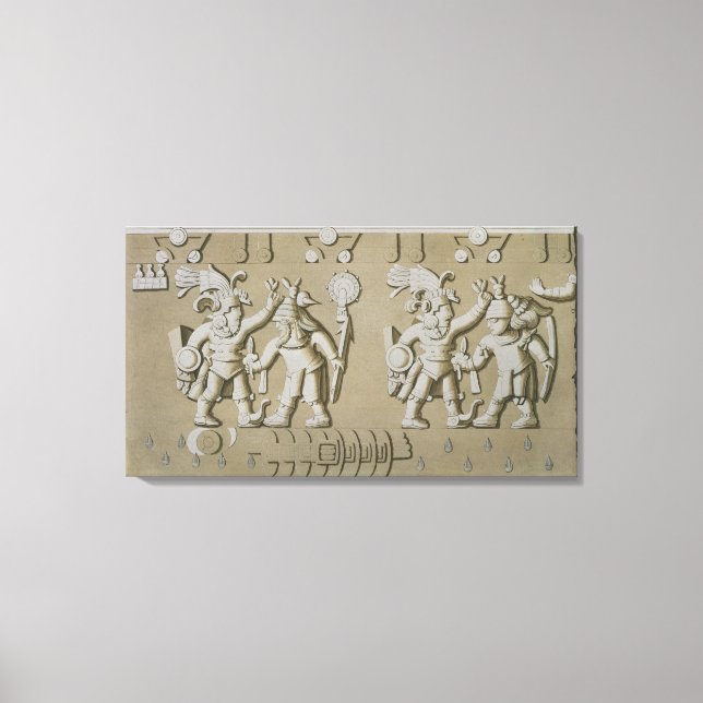 Bas Relief of Ancient Aztec Warriors, from The Sto Canvas Print (Front)
