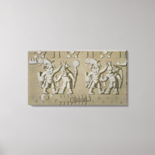 Bas Relief of Ancient Aztec Warriors, from The Sto Canvas Print