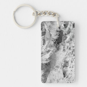Basalt Lava Rocks Southwest Black and White Photo Keychain