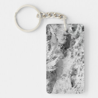 Basalt Lava Rocks Southwest Black and White Photo Keychain