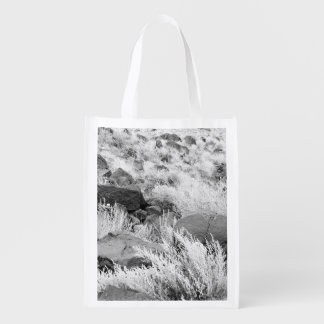Basalt Lava Rocks Southwest Black and White Photo Reusable Grocery Bag