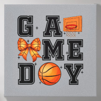 Basball Coquette Bow Cute Gameday Cheer Mom Sports Canvas Photo Tile