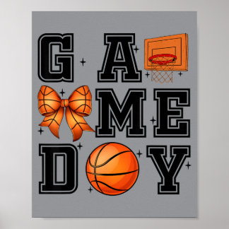 Basball Coquette Bow Cute Gameday Cheer Mom Sports Poster