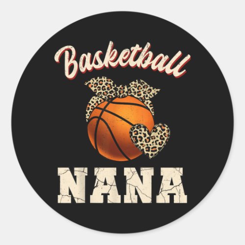 Basball Nana Bandana Leopard Heart Fans Mothers Classic Round Sticker
