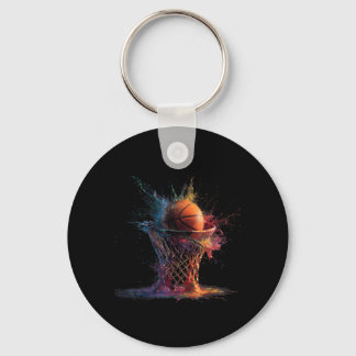 Basball Splash Graphic Colorful Basball Player Keychain