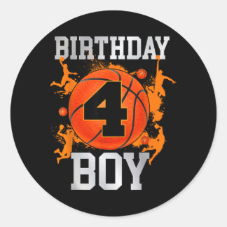 Basball Theme 4th Birthday Boys 4 Year Old Bday Classic Round Sticker