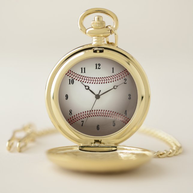 Base Ball Black Numbers Pocket Watch (Inside)