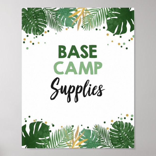 Base Camp Supplies Tropical Safari Birthday Sign (Front)