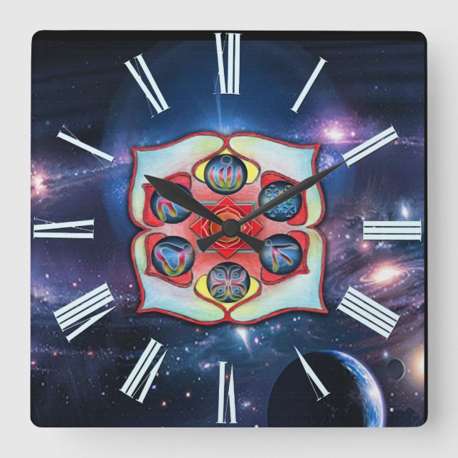 Base Chakra Square Wall Clock (Front)