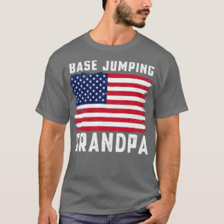 Base jumping Grandpa American Flag July 4th T-Shirt