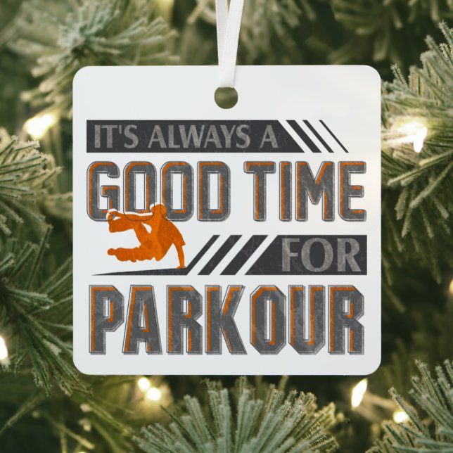 Base Jumping It's Always a Good Time to Parkour Metal Ornament (Insitu)