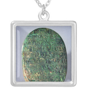Base of a marriage scarab of Amenhotep III Silver Plated Necklace