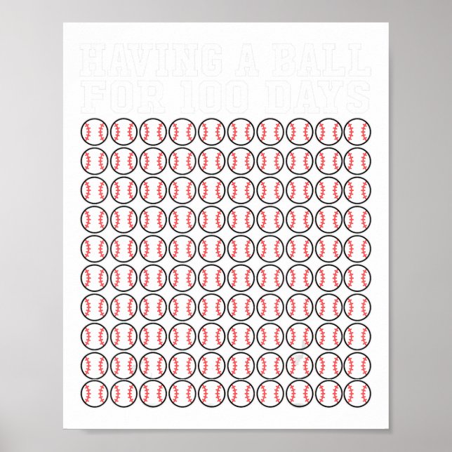 Baseball 100 Days Of School Shirt Player Teacher B Poster (Front)