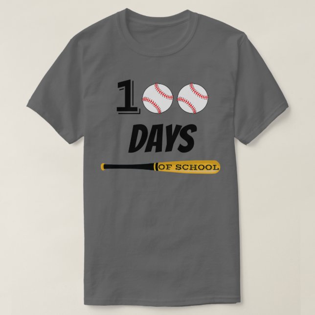 Baseball 100 Days of School T-Shirt (Design Front)