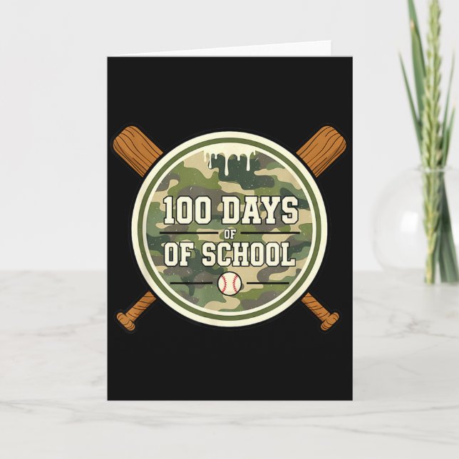 Baseball 100th Day Of School Camouflage  Card (Front)