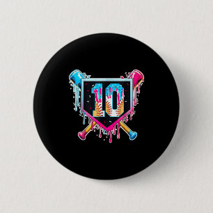 Baseball 10 year old boy ice cream drip 10th button