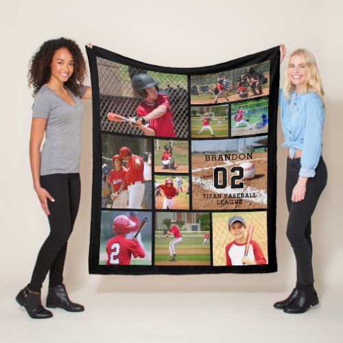 Baseball 11 Photo Collage Personalized Fleece Blanket