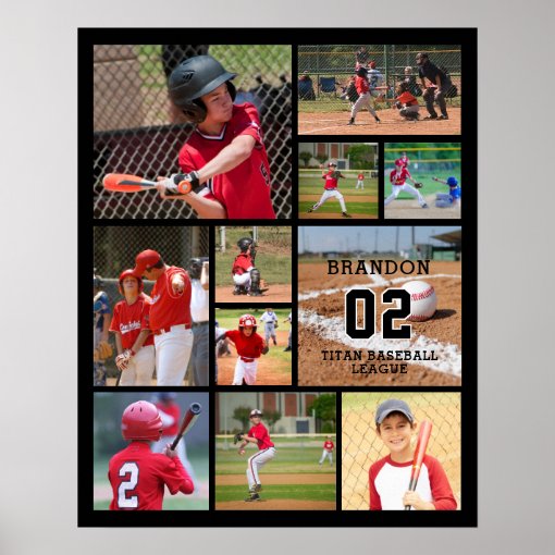 Baseball 11 Photo Collage Personalized Poster | Zazzle