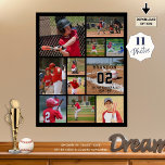 Baseball 11 Photo Collage Personalized Poster<br><div class="desc">Create a personalized baseball photo collage poster utilizing this easy-to-upload photo collage template with 11 pictures in various shapes and sizes with the player name, number and team or club name against your choice of background color (shown in black). OPTIONS: The sample shown is a 16x20" on value poster paper;...</div>