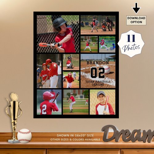 Baseball 11 Photo Collage Personalized Poster