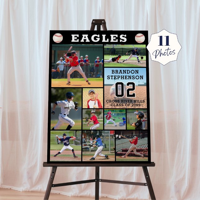 Baseball 11 Photo Collage Player Name Number Foam Board (Creator Uploaded)