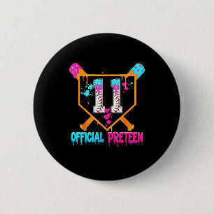 Baseball 11 Year Old Ice Cream Drip 11th Birthday  Button