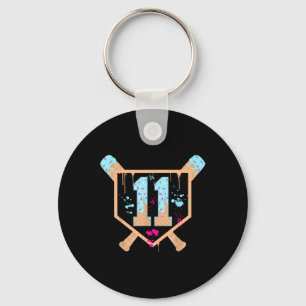 Baseball 11 Year Old Ice Cream Drip 11th Birthday Keychain
