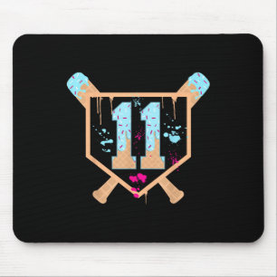 Baseball 11 Year Old Ice Cream Drip 11th Birthday  Mouse Pad