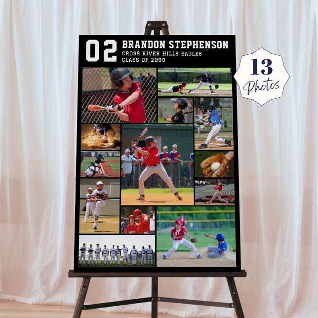 Baseball 13 Photo Collage Player Name Number Foam Board (Creator Uploaded)
