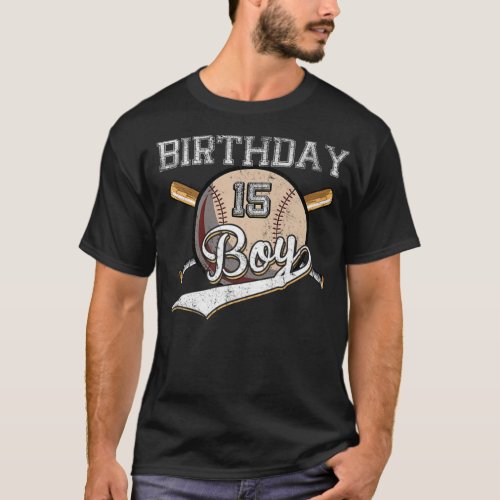 Baseball 15th Birthday Party 15 Years Old Baseball T_Shirt