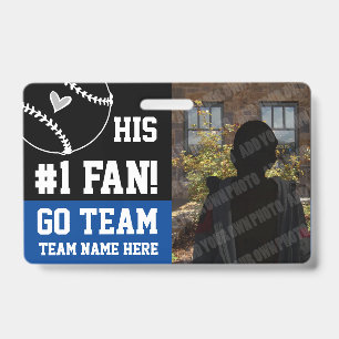 Baseball #1 Fan Team Name and Player Blue Badge