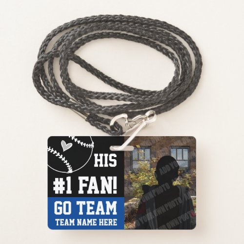 Baseball 1 Fan Team Name and Player Blue Badge