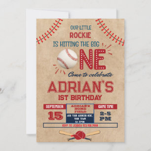 Baseball 1st birthday boy  invitation