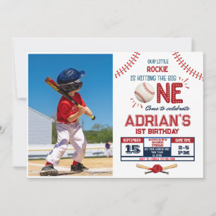 Baseball 1st birthday boy invitation