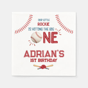 Baseball 1st birthday boy napkins