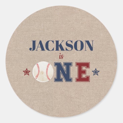 Baseball 1st Birthday Classic Round Sticker