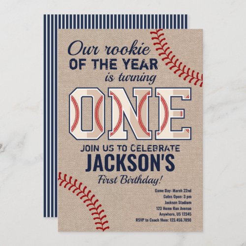 Baseball 1st Birthday Invitation