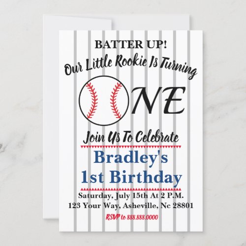 Baseball 1st Birthday Invitation