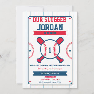 Baseball 1st Birthday Invitation–All-Star Slugger Invitation